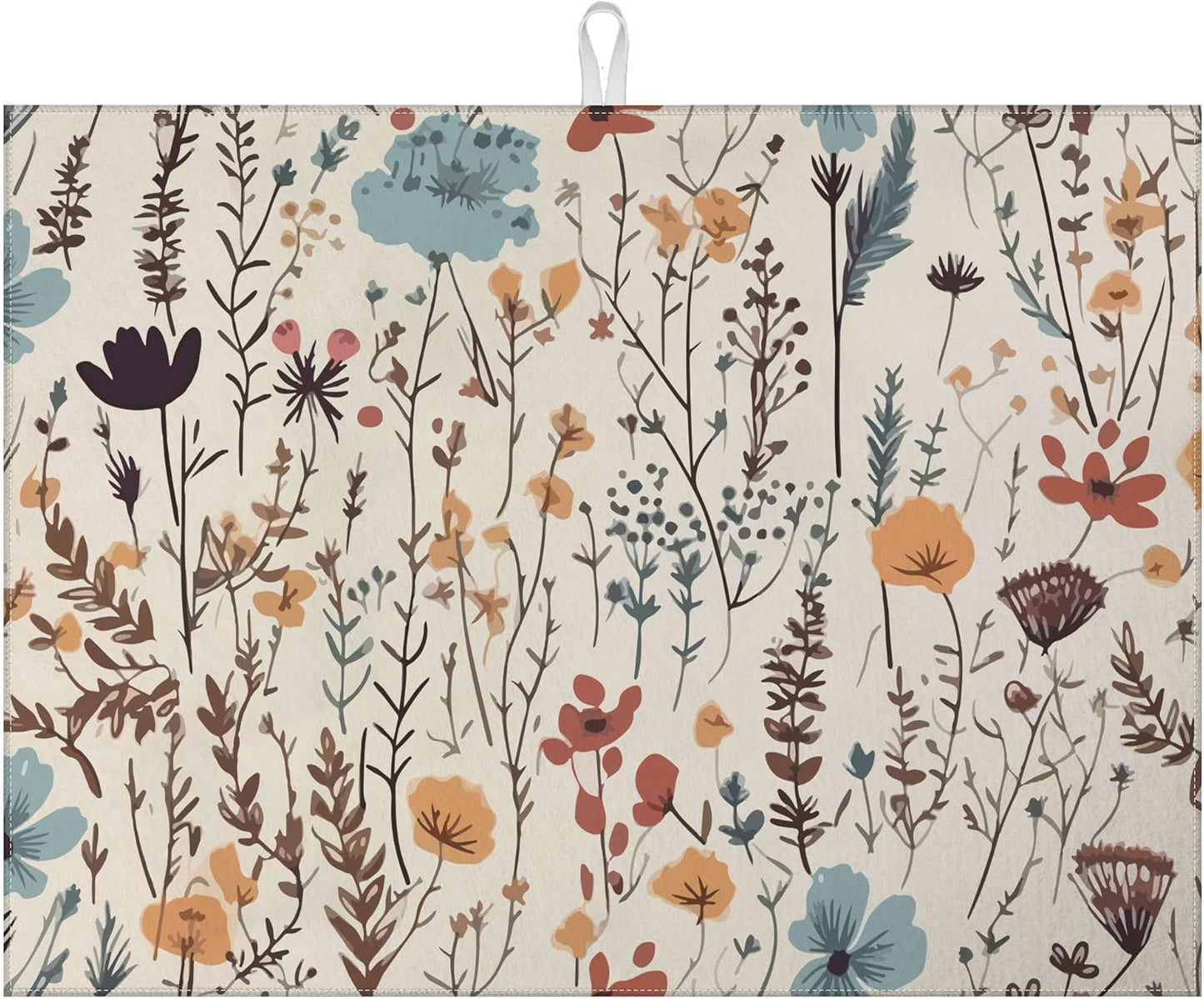 Vintage Floral Dish Drying Mat for Kitchen Counter Microfiber Absorbent Dish Kitchen Drying Mat Draining Reusable Washable for Dishes/Utensils/Counterto