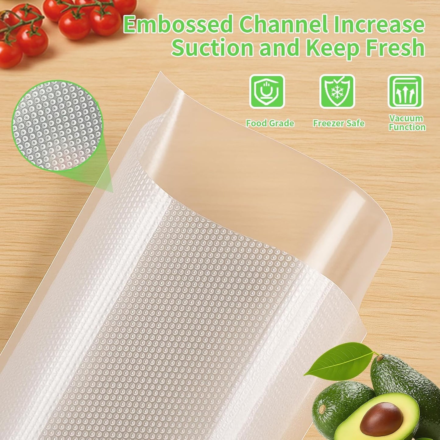 MakMeFre100 Count Vacuum Sealer Bags 50 of Each Size 50 Quart 8"X12"and 50 Gallon11"X16", BPA Free Sous Vide Seal a Meal Commercial Grade Vacuum Seal PreCut Combo Pack Bag