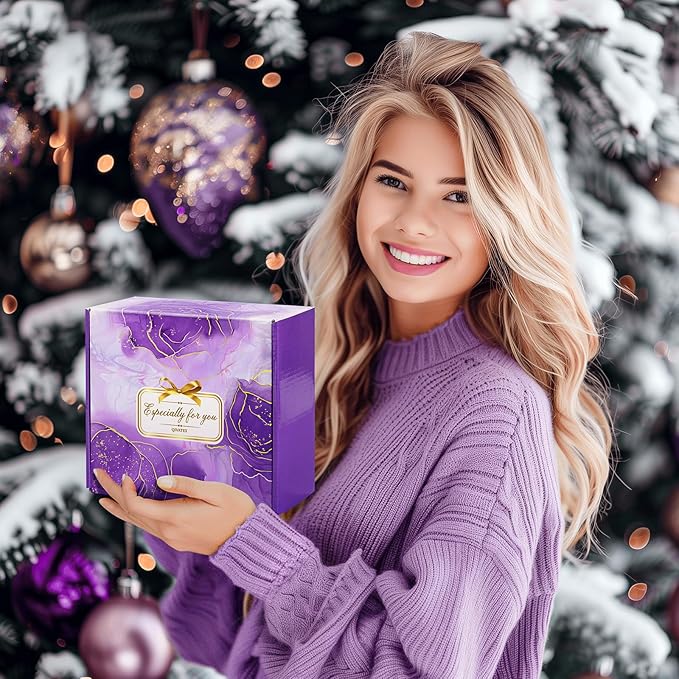 Bath Gift Set for Women, Christmas Stocking Stuffers for Women, Birthday White Elepant Gifts for Wife Her Sister Mom Auntie Grandma Friends, Relaxing Spa Self Care Lavender Bath Bombs Set﻿