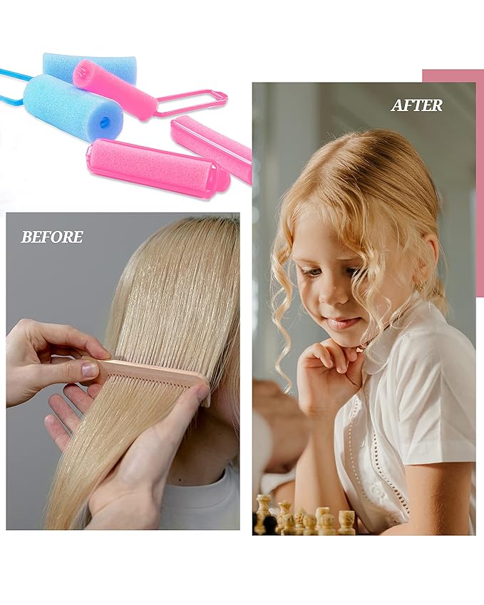 64 Pieces Sponge Hair Rollers: 2 Sizes for Medium Length Styling, Flexible Foam Curlers