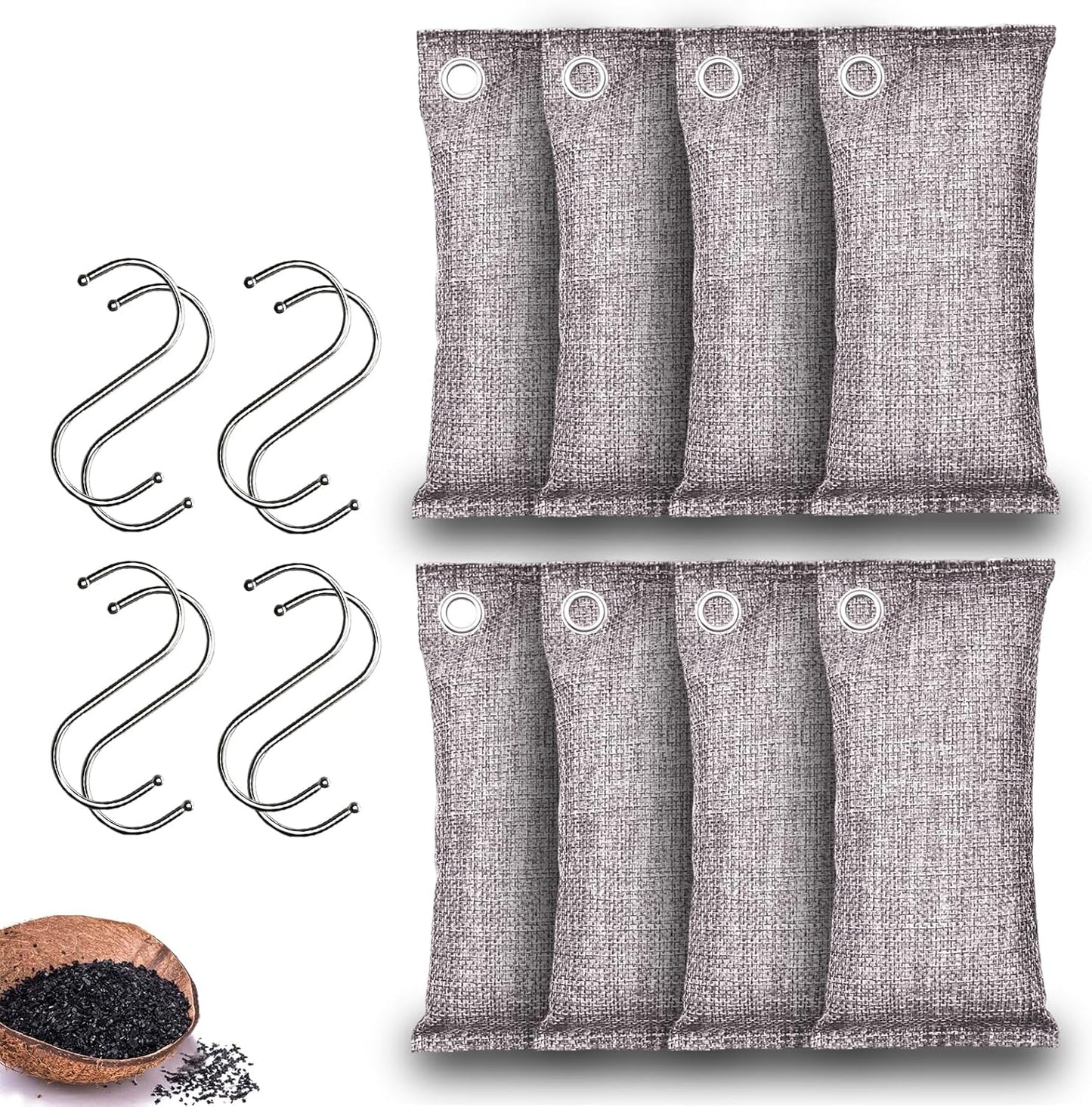 Activated Charcoal Odor Absorber, Odor Eliminator for Strong Odor,Coconut Shell Charcoal Air Purifying Bags for Home Car Closet Pet, Smoke Room Deodorizer