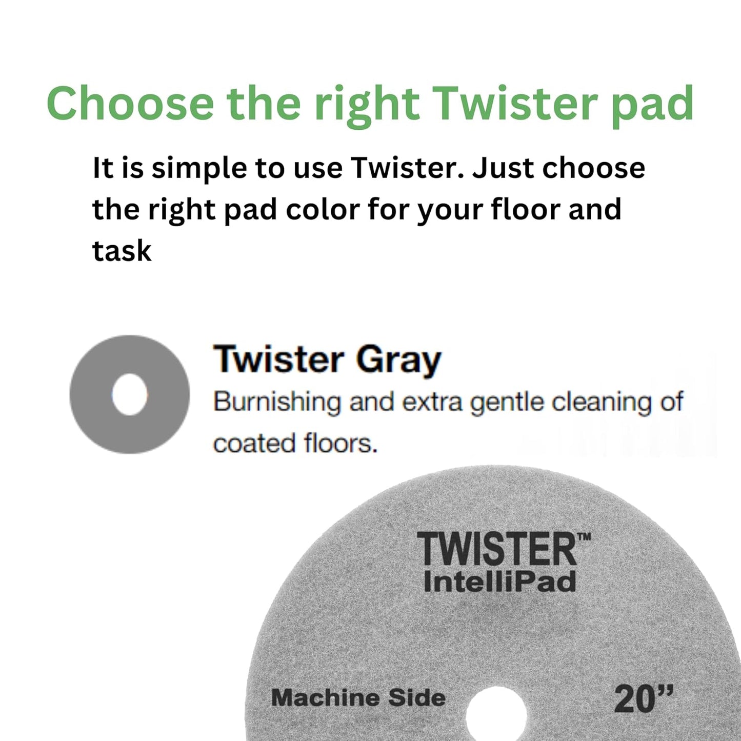 Diversey DDT800353 TASKI Twister Intellipad Diamond Coated Floor Machine Cleaning Pad, Made in USA, Burnish to High Super Gloss Finish, Grey/Brown, 20-inch (Pack of 2)