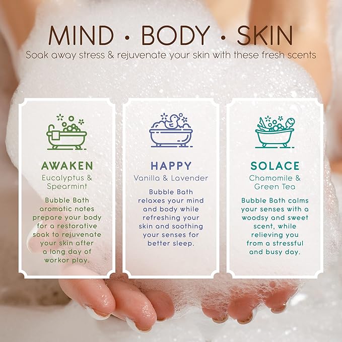 Life is Bliss | 3 Fresh & Soothing Scents | Variety Pack | Liquid Bubble Bath 16 fl oz