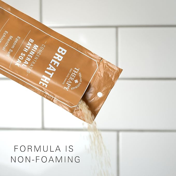 Village Naturals Therapy Breathe Concentrated Mineral Bath Soak, Lemon Mint, 2 Oz, Pack of 12