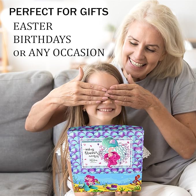 Bath Bombs for Kids with Surprise Inside, Mermaid Bath Bombs for Girls with Jewelry & Jewelry Box for Kids Organic, Skin Moisturizing, Natural Bubble, Birthday Gifts for Boys, Girls