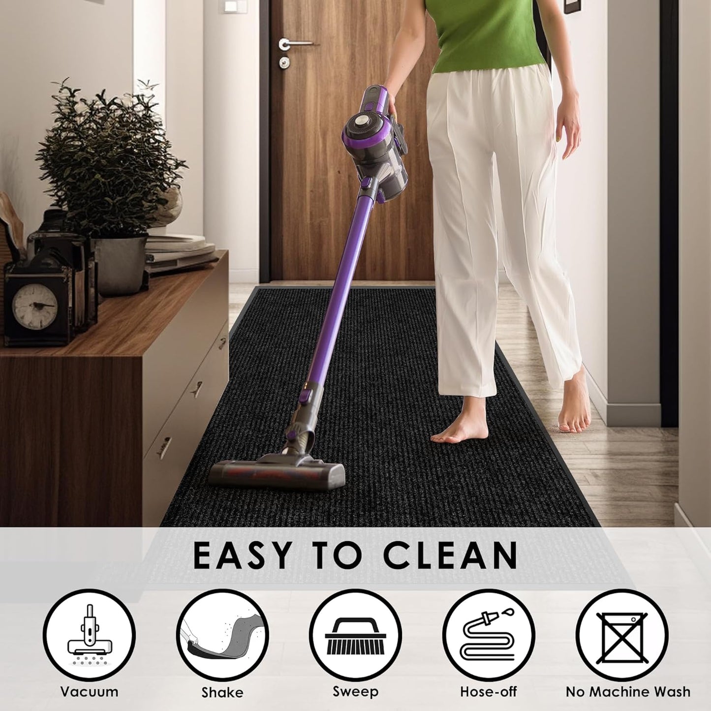 2′ x 53′ Front Door Mat Indoor Outdoor Entrance, Commercial Floor Mat Heavy Duty Dirt Trapper Entryway Doormat, Custom Size Non Slip Rubber Backing Welcome mat, Door Mat for High Traffic Area