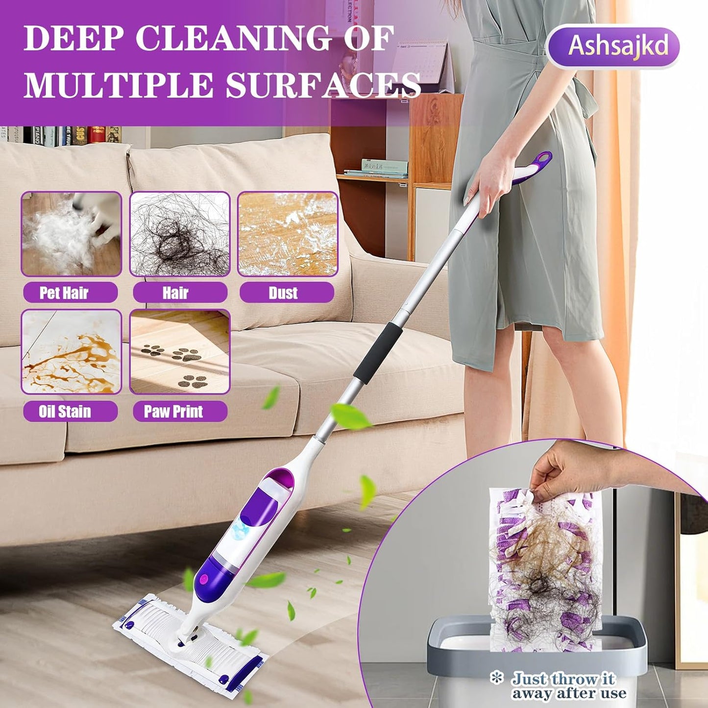 30 Pack Disposable Power Mop Refills Compatible for Swiffer Power Mop(13-15in), Multi-Surface Spray Clean PowerMop Replacement Pads for Hardwood Floor Cleaning