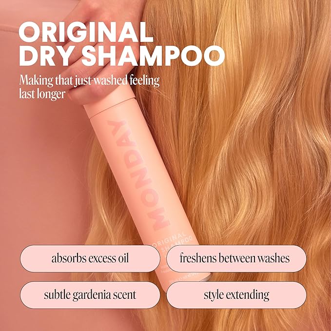 MONDAY HAIRCARE ORIGINAL Dry Shampoo with Keratin, oil-absorbing for All Hair Types 200 mL, Dual Pack