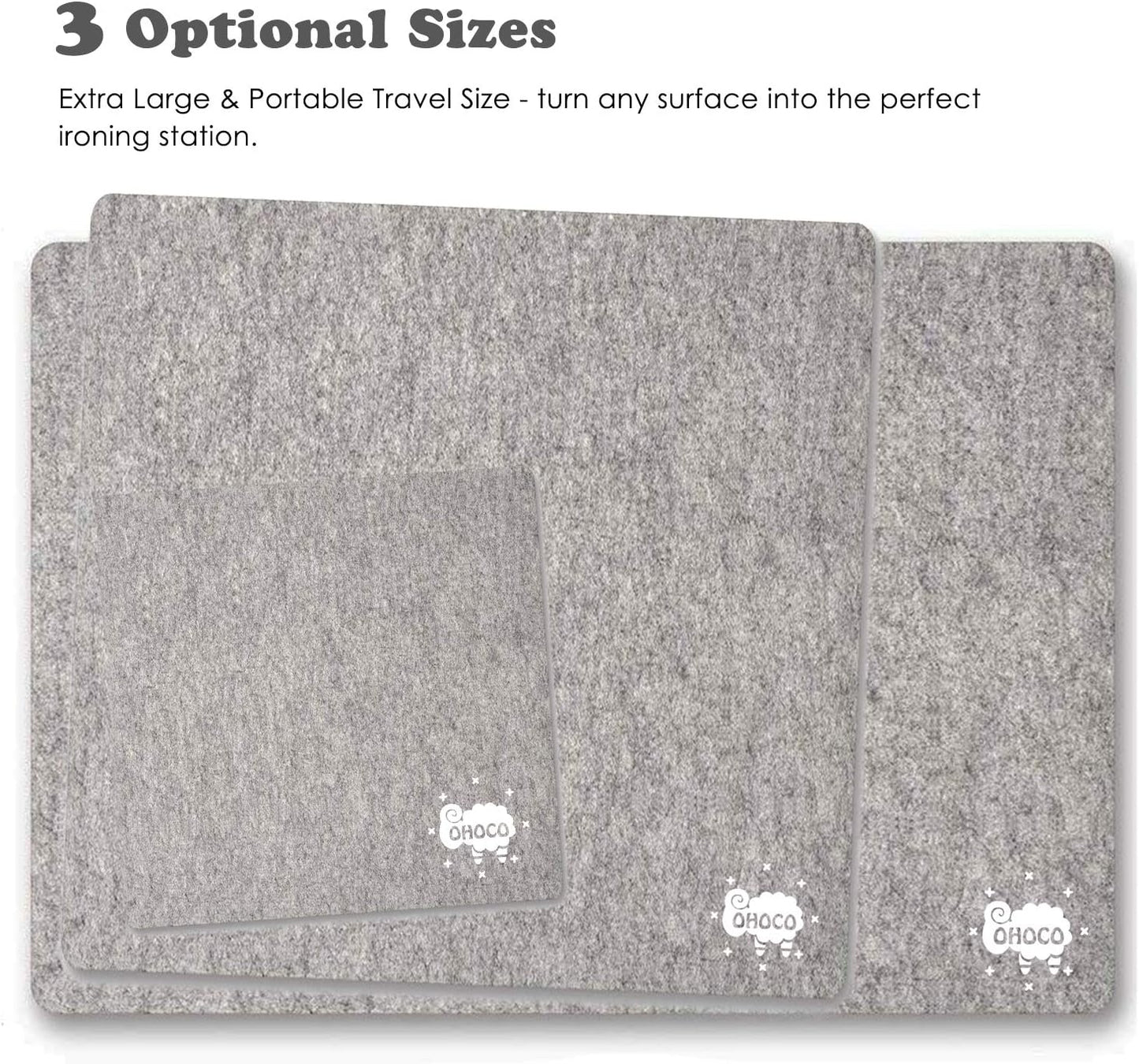 Wool Ironing Mat for Quilting - 17" x 17" XL Large Felt Ironing Pad 1/2" Thick, 100% New Zealand Wool Heat Resistant for Ironing, Sewing, Cutting on Ironing Board, Tabletop, Dryer, Countertop