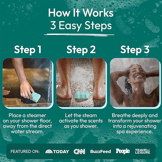 FOMIN Aromatherapy Shower Steamers - 12 Count - Eucalyptus Breeze Bath Bombs with Essential Oil for Stress Relief & Relaxation - Self Care, Spa Gifts for Women and Men - Shower Aroma for Body Wellness