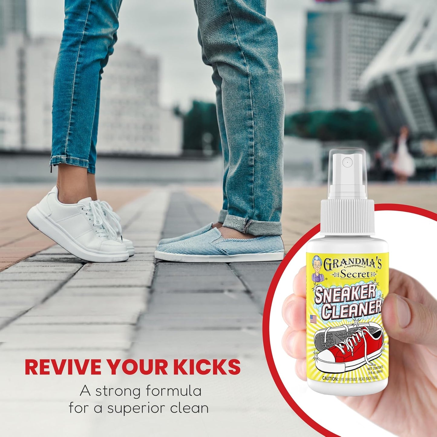 Grandma's Secret Sneaker Cleaner - Shoe Cleaner for Rubber, Canvas and Leather, Stain Remover Spray Removes Dirt, Grime and Grass, Sneaker Cleaner for Outdoor Shoes, Slippers and Moccasins, 3oz 3 Pack