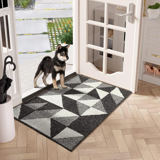 hicorfe Indoor Doormat,24"x35" Front Back Door Mat Rubber Backing Non Slip Door Mats,Low-Profile Absorbent Resist Dirt Entryway Doormat Inside Floor Mats for Entrance