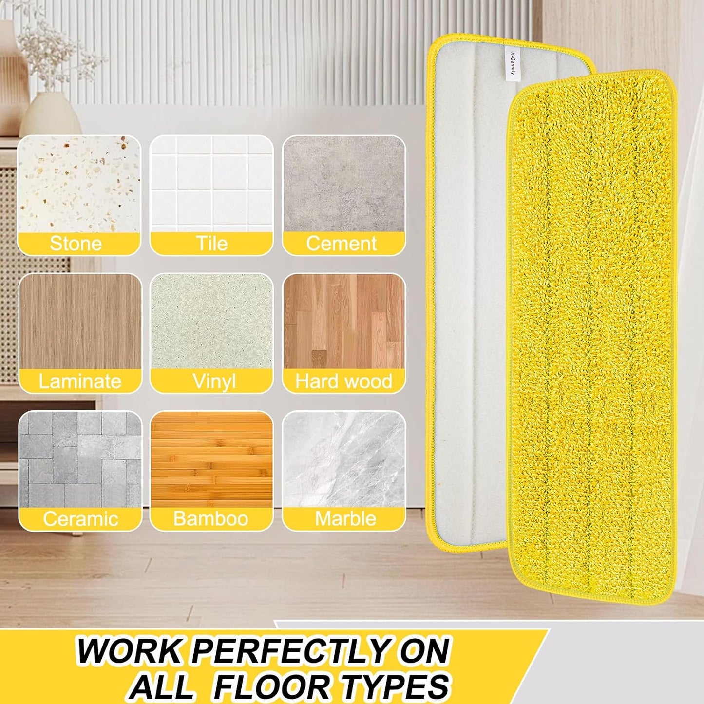 16.5 inch Reusable Mop Pads Microfiber Spray Mop Replacement Heads for Wet/Dry Mops Compatible with Bona Floor Care System (5 Pack)