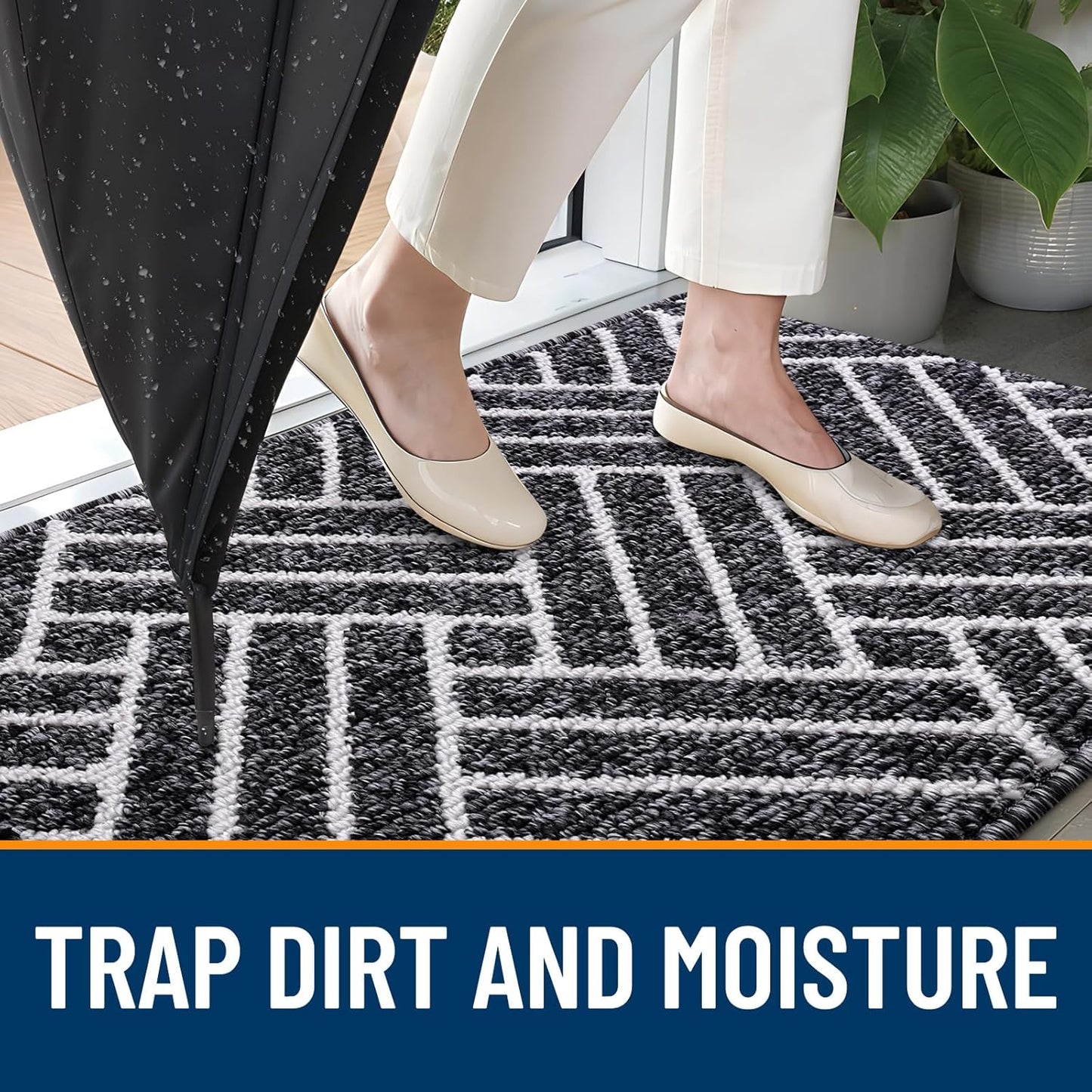 OLANLY Runner Indoor Door Mat, 59x23 Inch, Dirt Resistant and Absorbent, Non-Slip Rubber Backing Floor Mats, Easy Clean Low-Profile Doormat for Entryway, Front Door, and Inside Entrance, Black