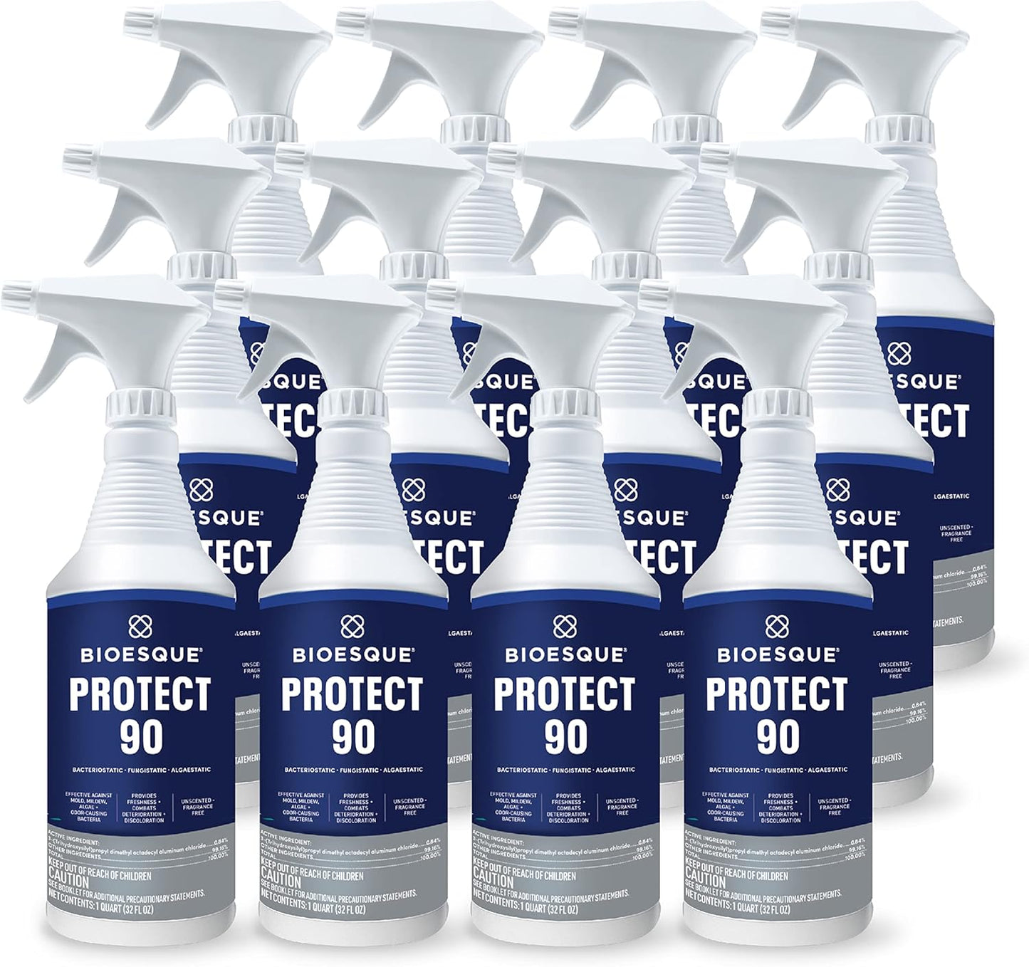Bioesque Protect 90, Heavy Duty Bacteriostatic, Fungistatic, Algaestatic Formula, Effective Against Mold, Mildew, Algae, & Odor Causing Bacteria, 32 Fluid Ounce (Pack of 12)
