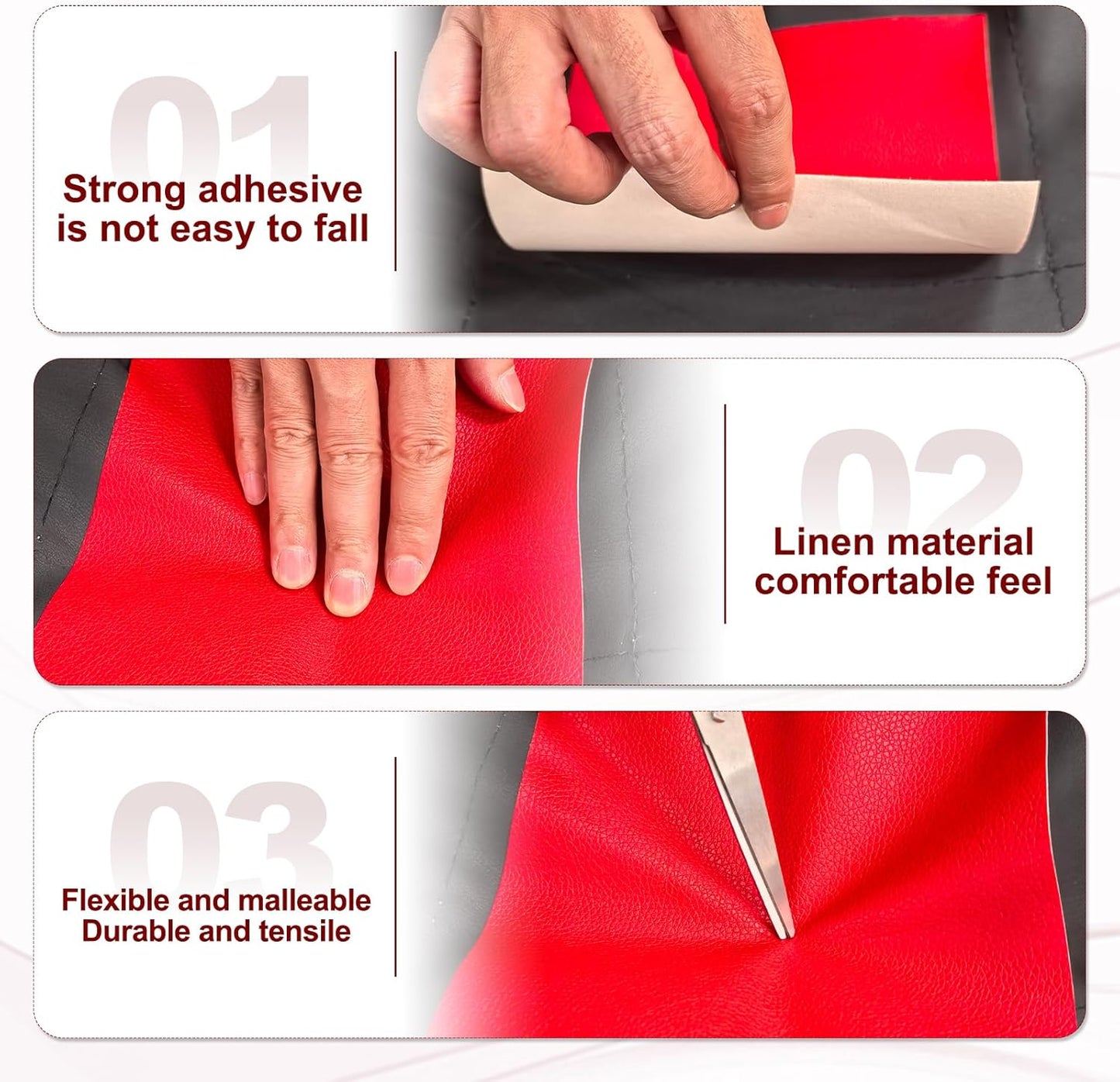 PATIKIL Leather Patches Tape for Furniture, 6.3 x 61 Inch Self Adhesive Vinyl Leather Repair Kit Cover Sheet for Couch, Sofa, Car Seats, Office Chair, Light Gray