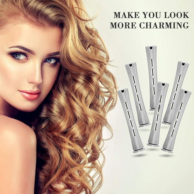 WILLBOND 36 Pieces Cold Wave Rod Hair Perm Rods Hair Rollers Perming Curlers with Steel Rat Tail Comb for Hairdressing Styling