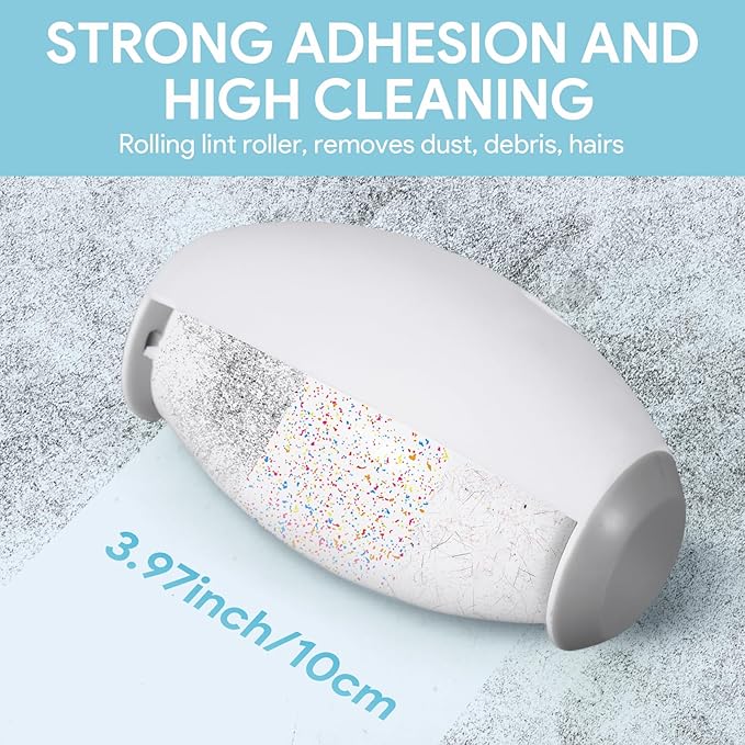 2 PCS Reusable Lint Rollers for Pet Hair Extra Sticky, Mini Portable Travel Lint Roller, Washable, Super-Sticky Gel Balls for Dust, Debris, and Hair(White)