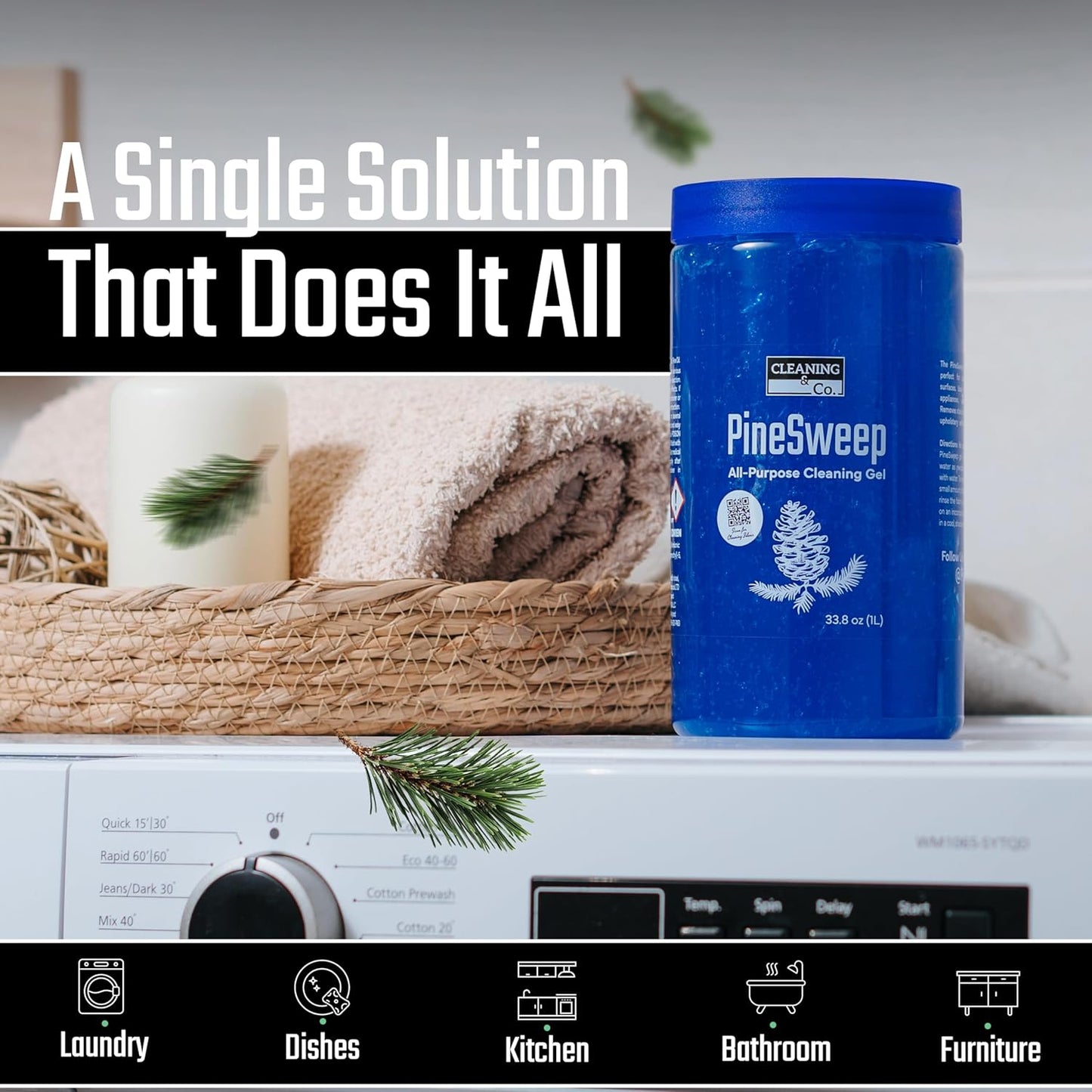 All-Purpose Cleaning Gel with Pine Oil – Multipurpose Household Cleaner for Bathroom, Kitchen, Floors, Laundry & More, 33.8 Fl Oz (Pack of 4)