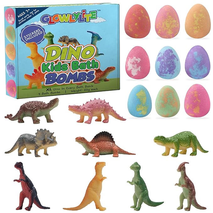 Bath Bombs | 9 Pack Organic Bath Bomb For Kids With Surprise Inside | Organic Bubble Bath Fizzies With Toys, Fun Birthday Gift And Stocking Stuffer for Boys and Girls, Perfect for Bath Time