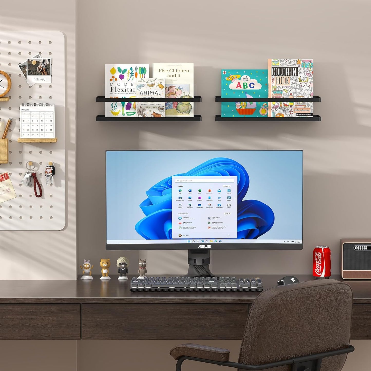 PUSDON Hanging Storage Baskets Organizer Wall Mount, Metal Wire Storage Bin Rack for Kitchen Bathroom Shower Spice Shelf Home Decor Essentials Black-2 Packs(Guardrail)