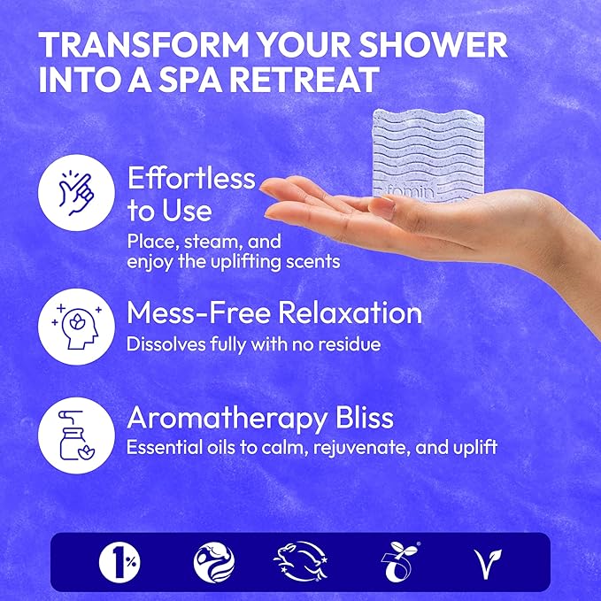 FOMIN Aromatherapy Shower Steamers - 12 Count - Lavender Dream Bath Bombs with Essential Oils for Stress Relief & Relaxation - Self Care, Spa Gifts for Women and Men - Shower Aroma for Body Wellness
