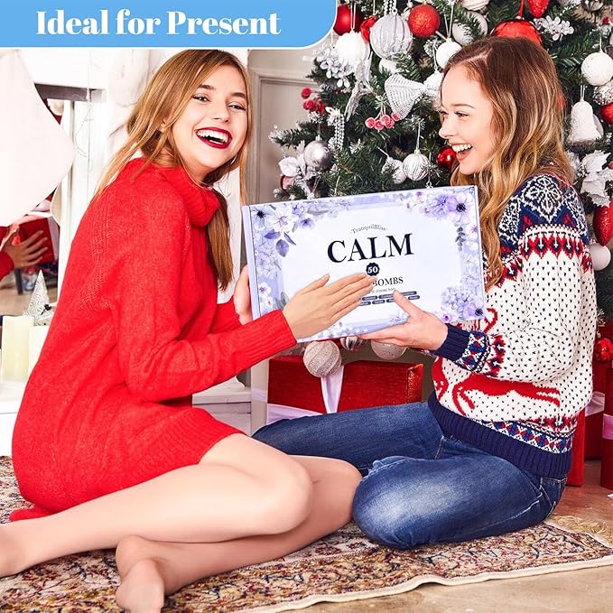 TranquilBliss Bath Bombs Set 50 PCS with 10 Rich Scents, Bath Bombs for Women, Natural Bubble Bombs with Shea Butter & Safe Oil, Ideal for Christmas, Birthday, Mother's Day Present (Purple)