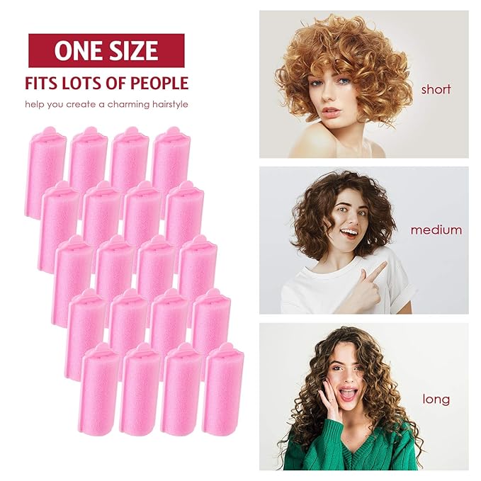 Syhood 48 Pcs Foam Sponge Hair Rollers Soft Sleeping Curlers Flexible Sponge Curler and Rat Tail Comb for Women Hairdressing Styling(Pink,0.98 inch)