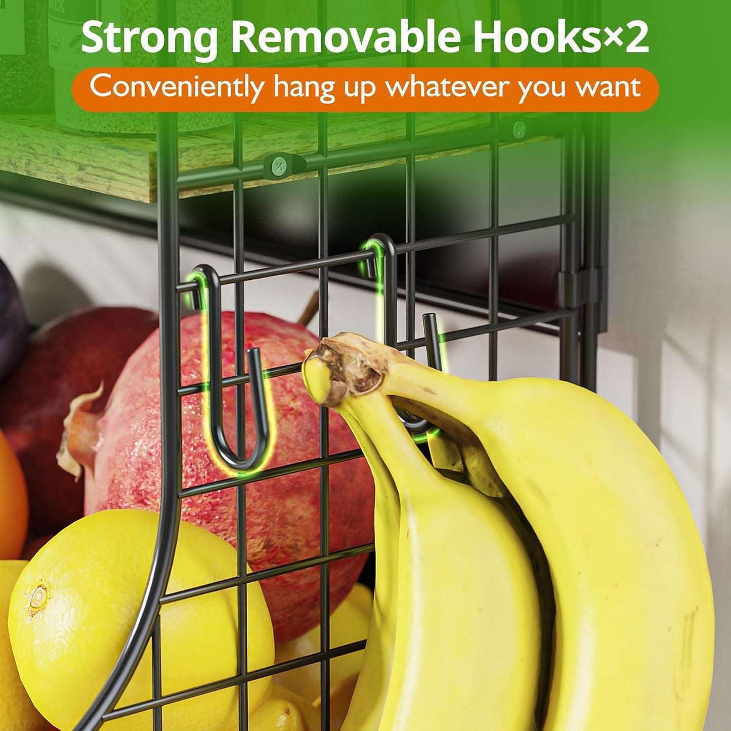 2 Pack Magnetic Shelf for Fridge with Wood Lid, Fruit Potato and Onion Storage Bins, Pantry Organizers and Storage, Strong Magnetic Spice Rack for Refrigerator, Kitchen Counter and Laundry Room