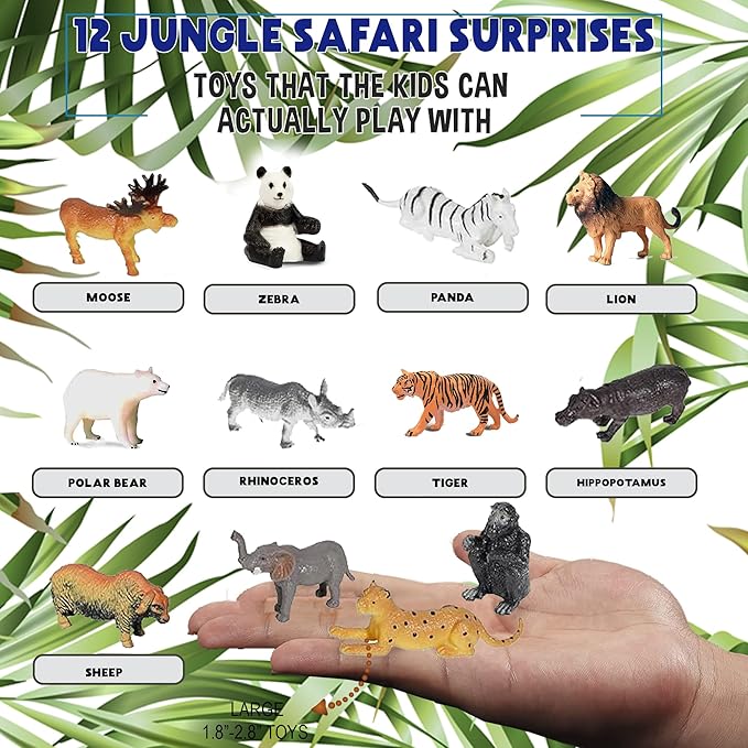 Bath Bombs for Kids with Surprise Inside- 12 pk Kids Bath Bombs with Jungle Toys, Organic, Natural, Skin-Moisturizing Bubble BathBombs. Birthday Gifts for Boys, Girls, Toddlers