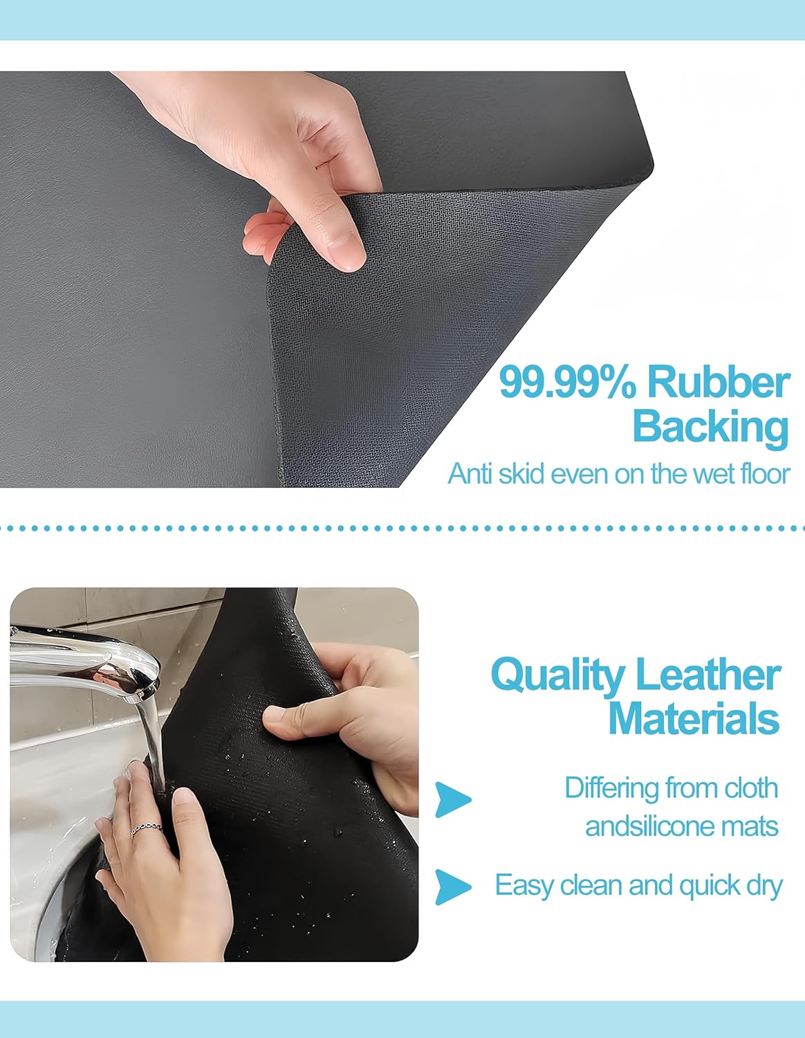 Dish Drying Mat for Kitchen Counter, 17"x31.5" Dish Drying Pad with Non-slip Rubber Backed, Hide Stain Anti Absorbent for Kitchen Counter, Drying Mat for Coffee Machine Dish Rack (Grey)