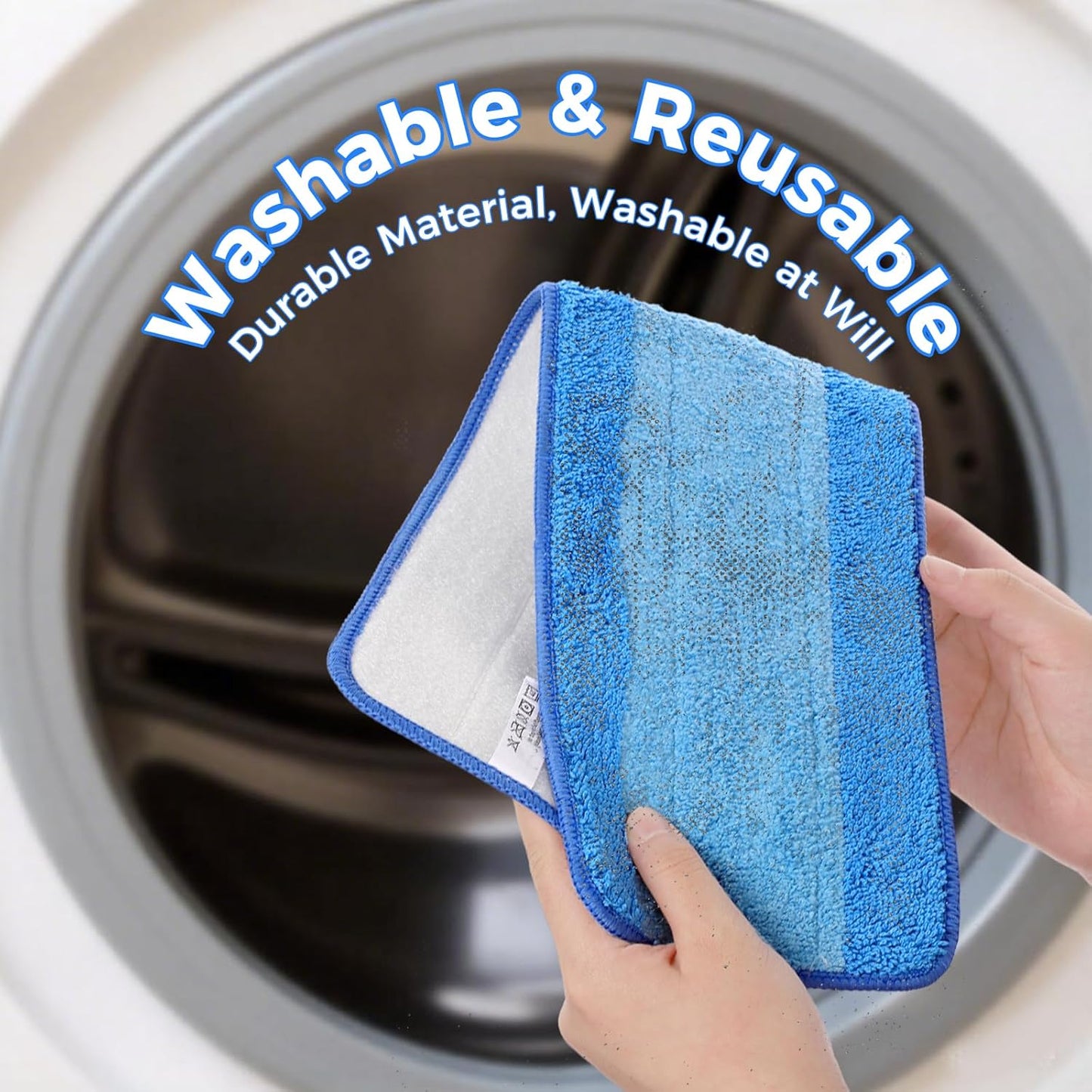 8-Pack Microfiber Cleaning Pads, 18-Inch Microfiber Mop Pads Compatible with Bona Mop, Washable and Reusable Mop Pad Refills for Hardwood Tile Laminate Floors