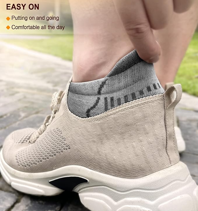 BULLIANT Men Running Socks 6Pairs-Ankle Athletic Socks Wicking Cushioned for Men Walking-Arch Compression Support