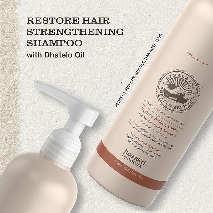 Tweak’d by Nature - Restore Hair Strengthening Shampoo for Damaged Hair, Moisturizing Shampoo, Sulfate Free, Paraben Free, Hydrating Hair Care for Instant Shine and Softness (33.8oz)