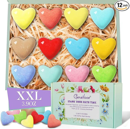 12 Pcs XXL Bath Bombs for Women Gift Set, Organic Natural Bubble Bathbombs for Girlfriend, Her, Girls, Wife, Shea & Coco Butter Dry Skin Moisturize, SPA Relaxing Aromatherapy, Mothers Day Gift