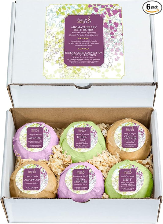 Luxury Aromatherapy Bath Bombs: Deep Body Relaxation Deluxe Gift Set with 6 x 100g Relaxing and Calming Scents