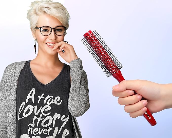 PERFEHAIR Small Round Hair Brush for Blow Drying with Soft Nylon Bristles, 1.5 Inch, Roller Curling Styling Volume Hairbrush for Men and Women Short Thin Curly Hair