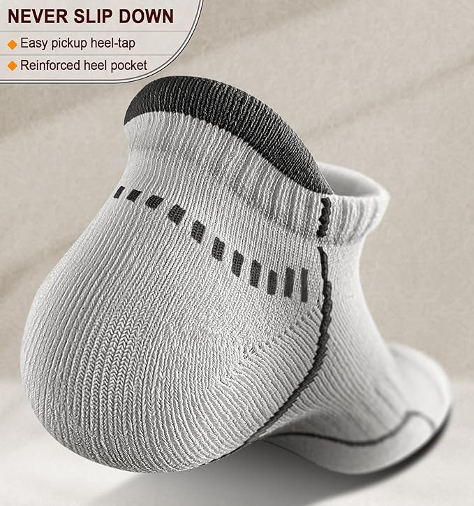 BULLIANT Men Running Socks 6Pairs-Ankle Athletic Socks Wicking Cushioned for Men Walking-Arch Compression Support