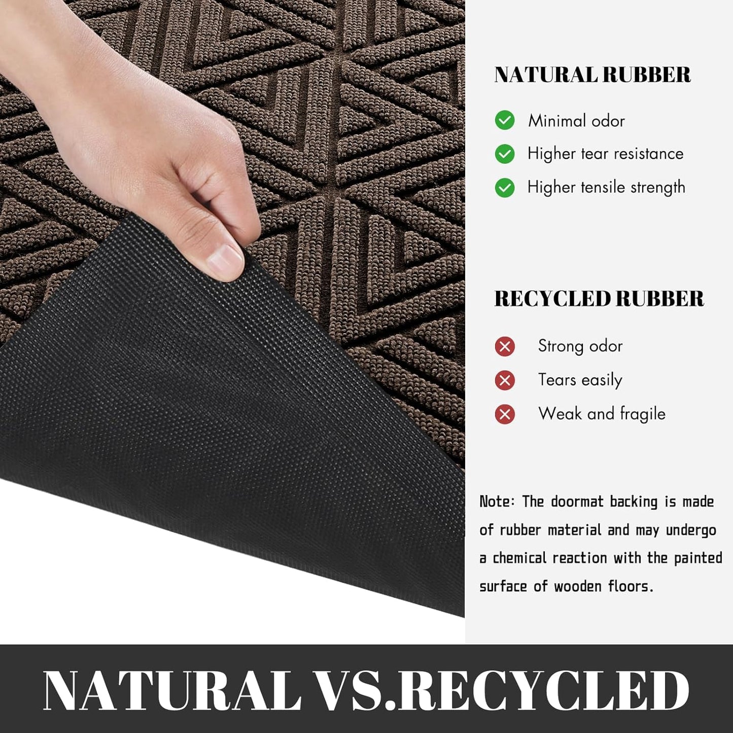 Yimobra Large Door Mat 47x32, All-Weather Waterproof Non-Slip Welcome Matt Outdoor, Heavy Duty Non Slip Doormat for Entryway for Patio and Garage Indoor, Easy Clean, Brown
