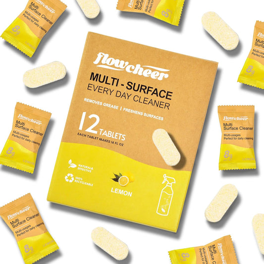 All Purpose Cleaner Concentrate Refills, Multi Surface Clean Refill,No Toxic Cleaning Tablets(12Pack)-Makes 192 fl oz(12x16Fl oz)Bottles of Spray Cleaner for Household&Kitchen Cleaning-Lemon