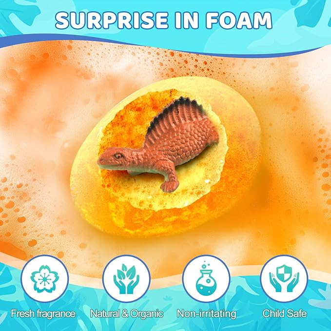Bath Bombs for Kids with Surprise Toys Inside - 16 Pack Organic Dinosaur Bath Bombs Gift Set, Dinosaur Toys for Kid 3 4 5 6 7 8 9 Years, Bubble Bath Toys, Christmas Gifts, Stocking Stuffers for Kids