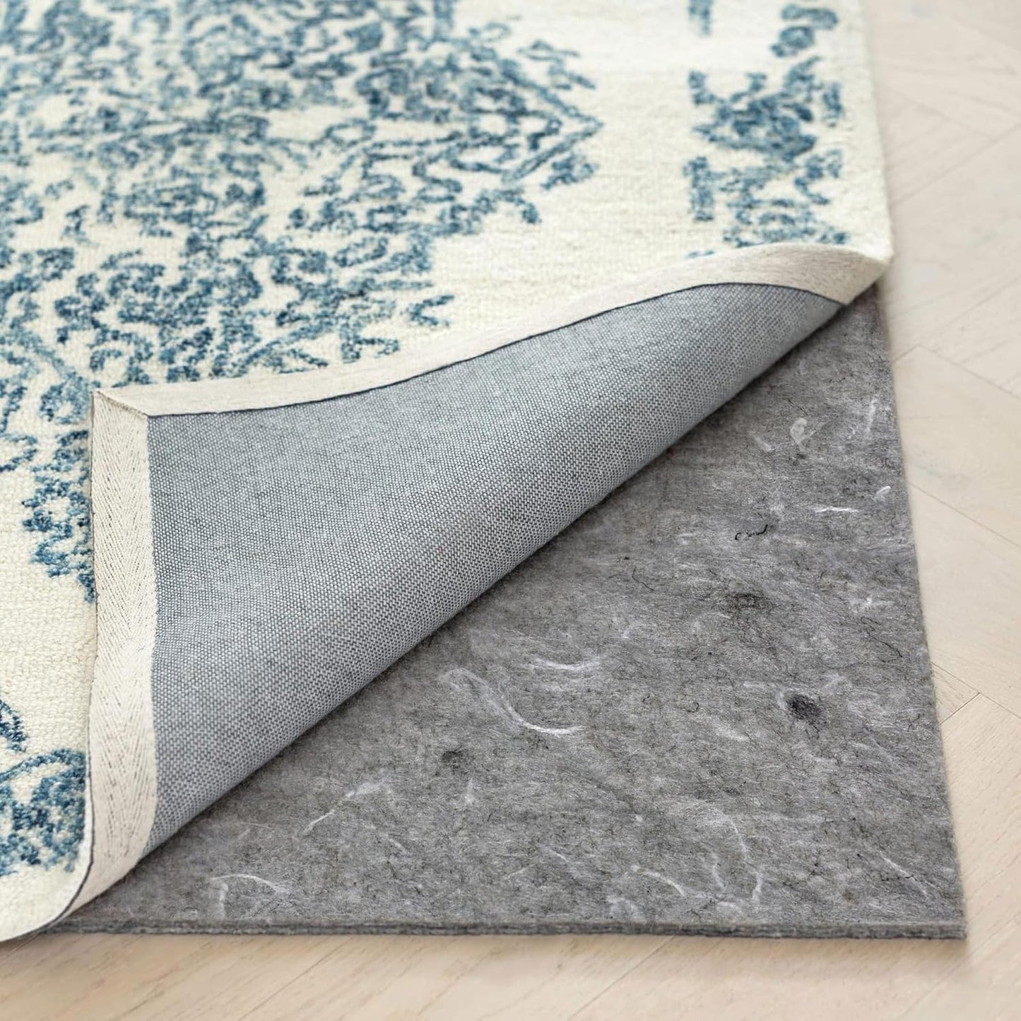 RUGPADUSA - Dual Surface - 12' Square - 1/8" Thick - Felt + Rubber - Non-Slip Backing Rug Pad - Adds Low-Profile Comfort and Protection