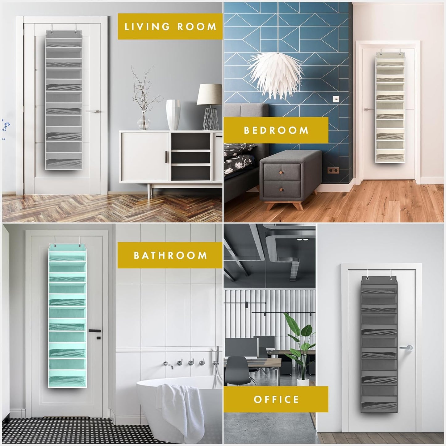 HOMELUX THEORY 2 PC Heavy Duty Over the Door Organizer 55x14x6.7, 6 Large Front & 12 Side Pockets, Hanging Storage Closet Door Organizer for Bedroom, Bathroom and Baby Nursery Storage (Baby Blue)