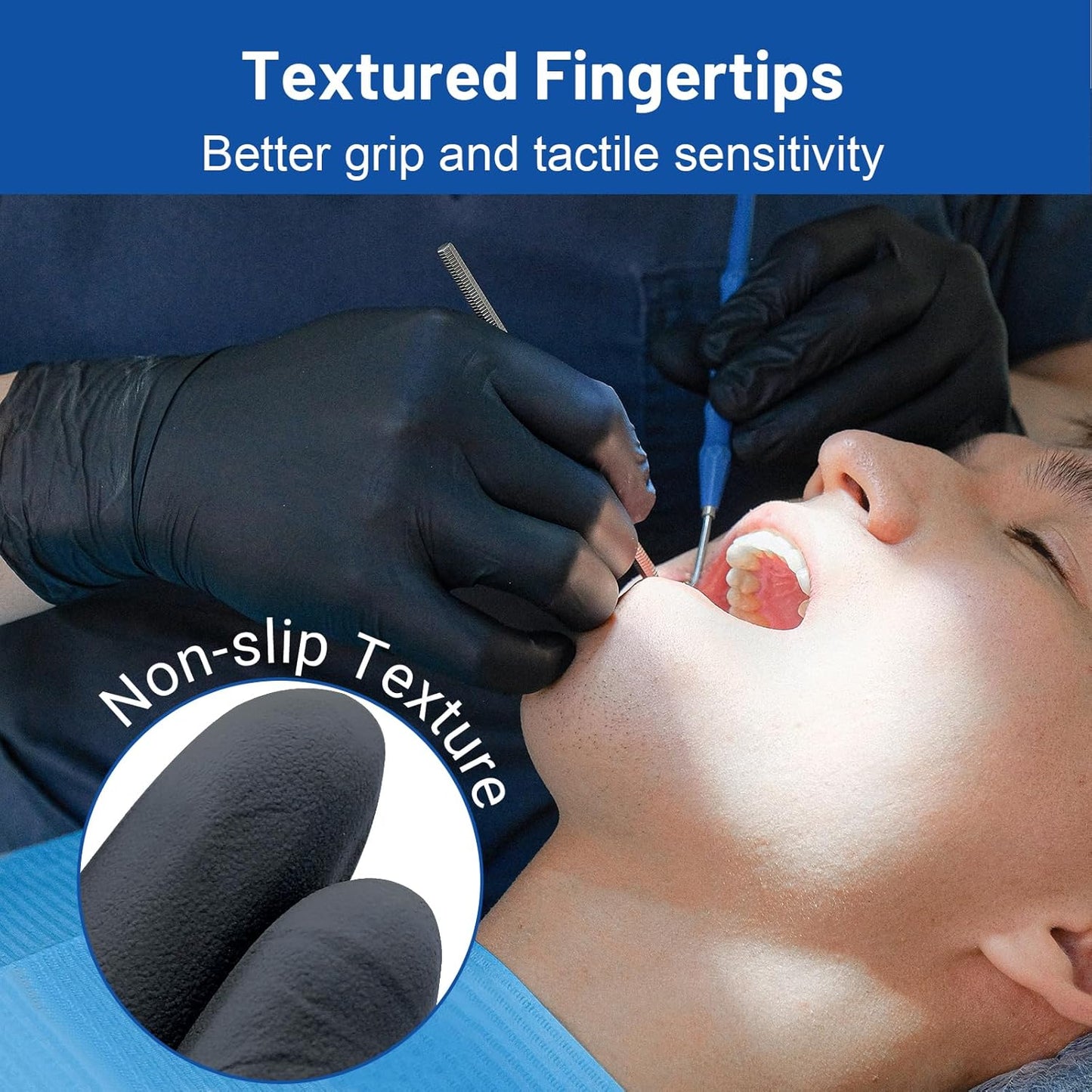 JMU Black Nitrile Gloves Small Case of 1200, 3.5Mil Nitrile Exam Gloves, Latex Free, Powder Free