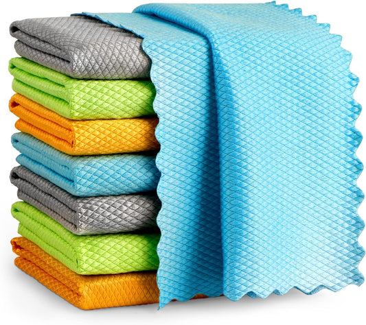 AIDEA Microfiber Glass Cleaning Cloths, 8PK, 16"x16" Premium Microfiber Glass and Window Cleaner, Lint Free Quickly Clean Windows, Glasses, Windshields, Mirrors, Stainless Steel