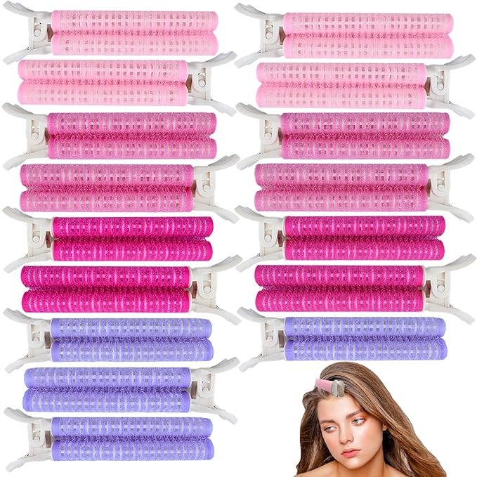 16 PCS Hair Volumizing Roller Clips for Women - Root Clips for Fluffy, Instant Volume (Pink, Purple)
