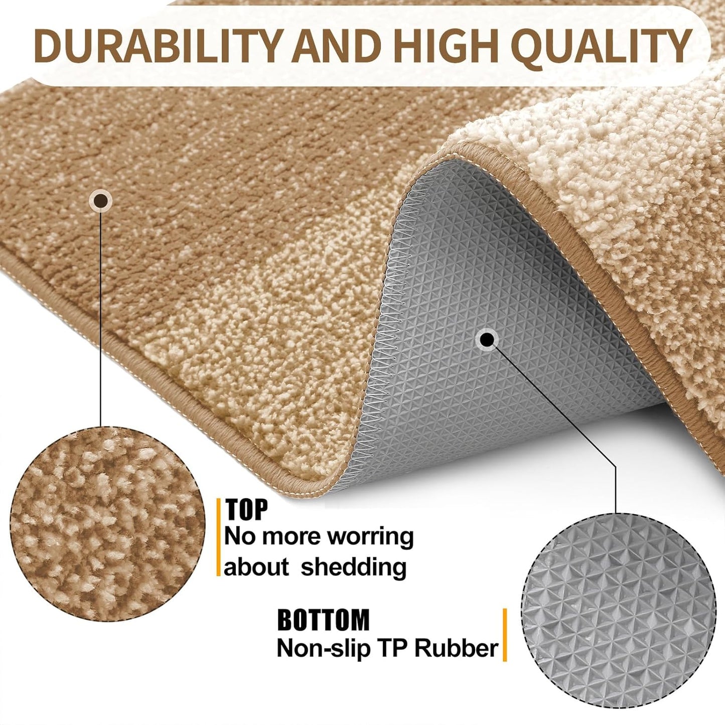 Kitinjoy Indoor Outdoor Door Mat, 71x47 Non-Slip Absorbent Dirt Trapper, Low-Profile Washable Inside Entrance Front Floor Mat, Sturdy Soft Entry Doormats for Entryway, Camel