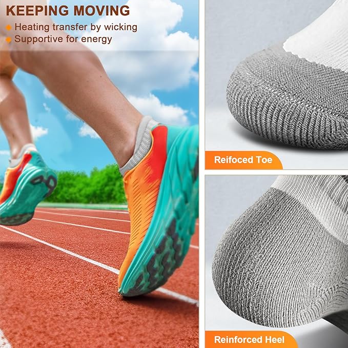 BULLIANT Men Running Socks 6Pairs-Ankle Athletic Socks Wicking Cushioned for Men Walking-Arch Compression Support