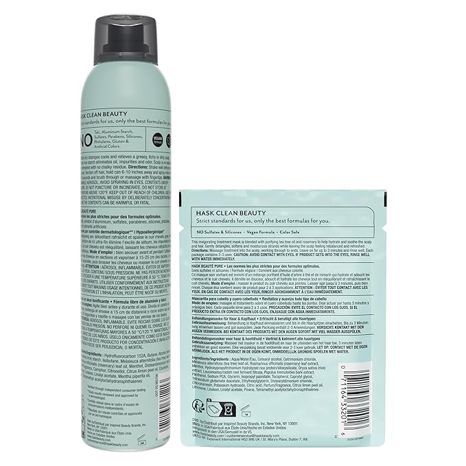 HASK Tea Tree Revitalizing Dry Shampoo Duo (4.3oz-Qty 2) & Tea Tree Revitalizing Deep Conditioner Packette, Aluminum-Free, Sulfate-Free, Paraben-Free, Color Safe, for All Hair Types