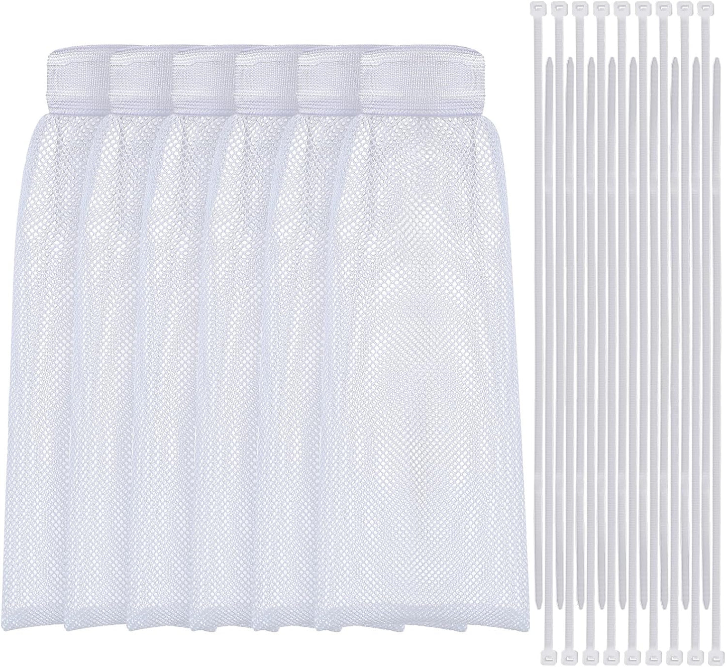 Shappy 24 Pieces Washing Machine Lint Traps and Cable Ties Set 6 Nylon Mesh Lint Trap for Discharge Hoses and 18 Cable Ties Fits Most Washing Machines(White)